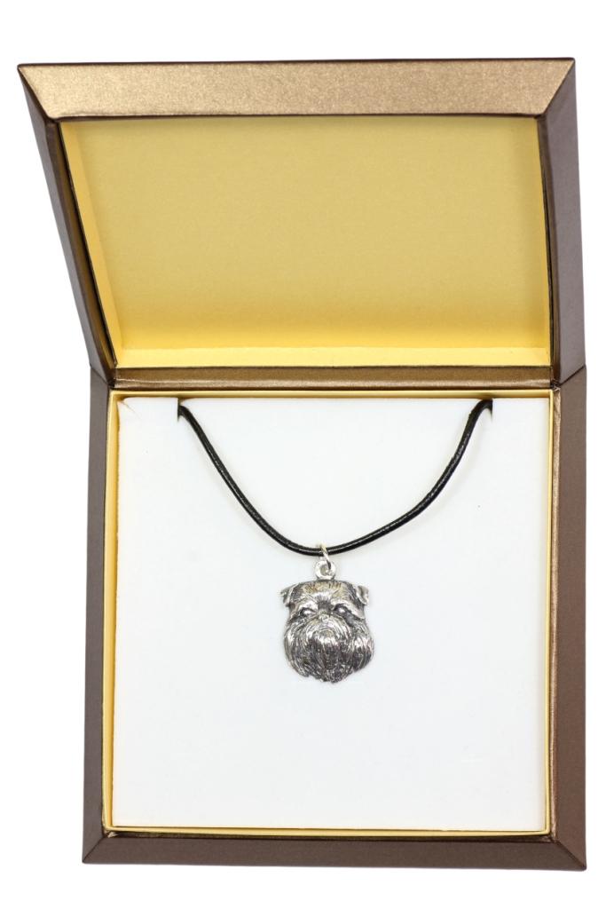 

Griffon Bruxellois, Brussels Griffon - Dog necklace in gift box, silver-plated locket for dog fan, striking pendant by Art-Dog brand срібний
