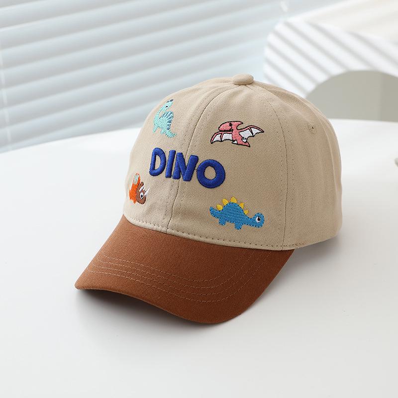 Korean Style Children's Embroidered Dino Baseball Cap – Spring New Arrival, Sun Protection for Boys & Girls.