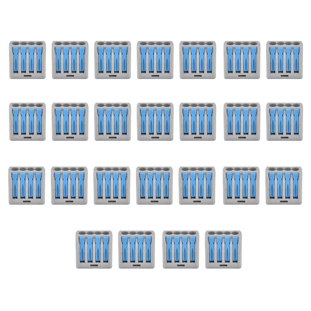 25PCS 4 Way Lever Compact Wire Connectors Push In Quick Splicing Conductor Terminal BlockBlue