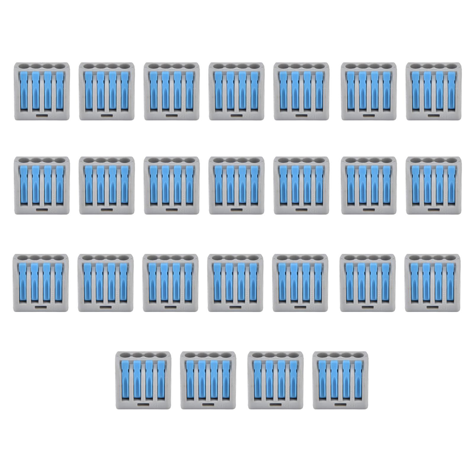 

25PCS 4 Way Lever Compact Wire Connectors Push in Quick Splicing Conductor Terminal BlockBlue