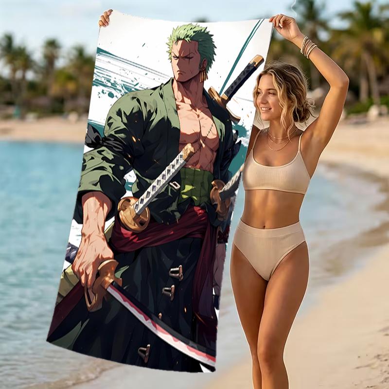 Beach Towel with One Piece Zoro Pattern - Soft,absorbent,machine Washable Lightweight&Modern,swimming,Travel Essentials
