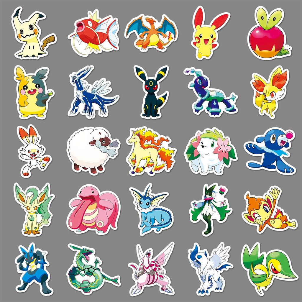 50 Cute Pokemon Q Version Anime Stickers - Planner, Suitcase, Computer Decor, DIY Drip Glue Stickers