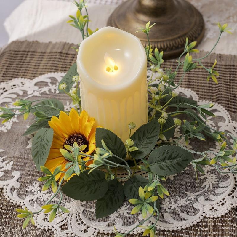 1Pc Artificial Floral Sunflower 25CM DIY Artificial Greenery Garland Wedding Table Party Decorations Candle Ring Candlestick