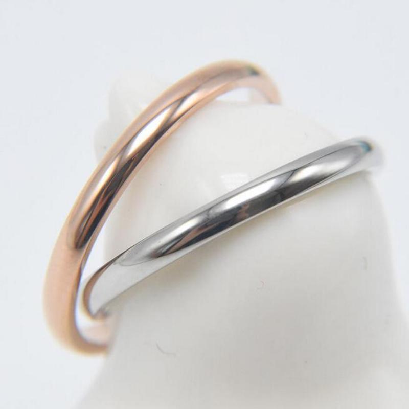Fine blanke titan stål enkel ring bryllup smykker runde Valentinsdag elsker gave