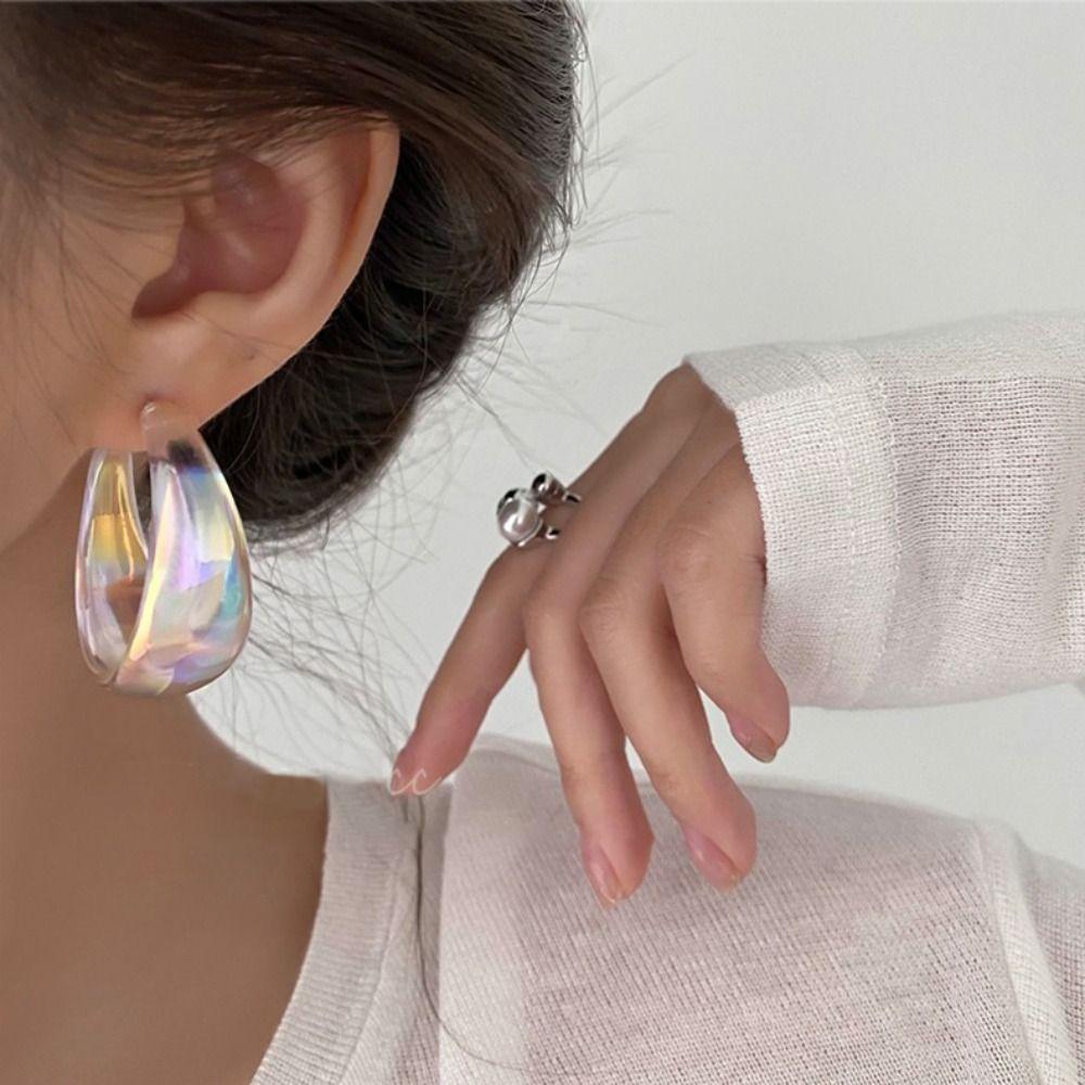 Neue Mode Bunte Wassertropfen Ohrringe Großer Unregelmäßiger Creolen Ohrring Vintage Tropfen Hängeohrringe