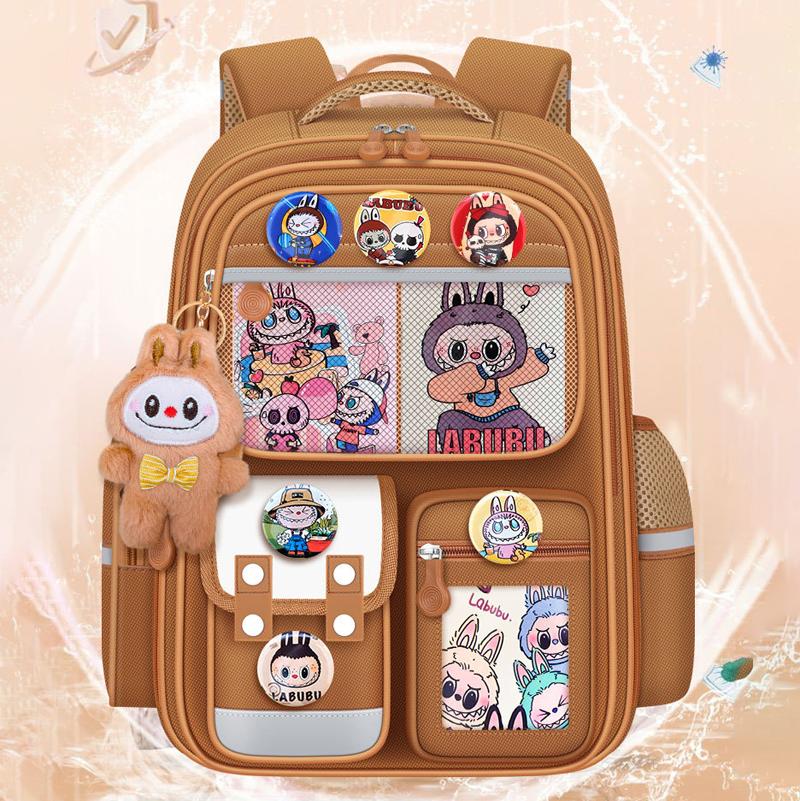 New Cartoon LABUBU Schoolbag Lightweight Burden-reduced Ridge Protection and Large-capacity Children's Schoolbag Backpack for Grades 1-6