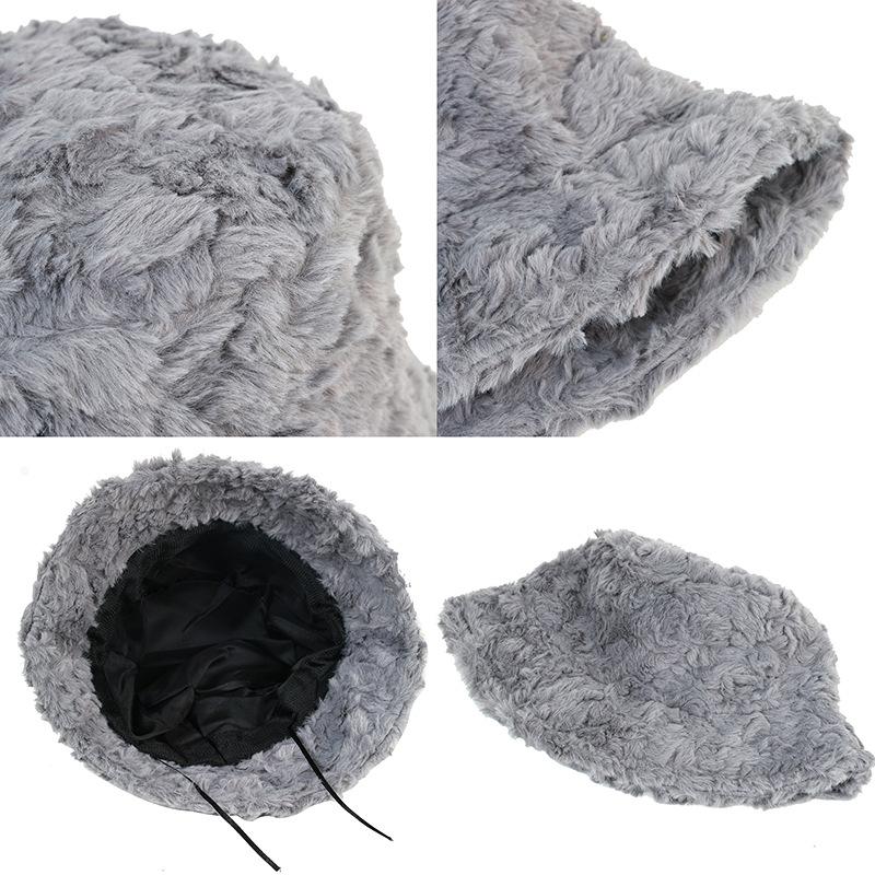 Winter Soft Wool Lamb Wool Pot Hat Solid Color Light Board Lamb Wool Bucket Hat Curly Wool Ear Protection Warm Hat