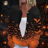 Damen Halloween Print Langarm Strickjacke Knopfleiste Mantel