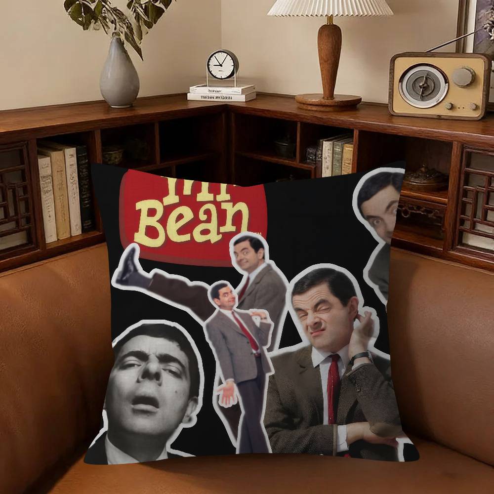 Funny Mr Bean Anime Pillow Cover For Bedroom Room And Living Room Sofa Decorative Cushion Cover