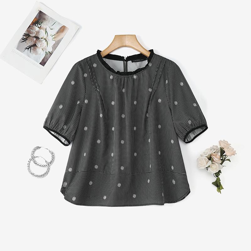 ZANZEA Women Summer Grid Print Casual Round Neck Short Sleeve Blouse