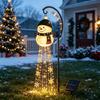 Einfach zu installierende Rasenwegpfähle Solarbetriebene Weihnachts-Gartenleuchte, Metallpfahl für den Außenbereich Festliche Szenendekoration Stern Schneeflocke Wasserfall Lichterkette