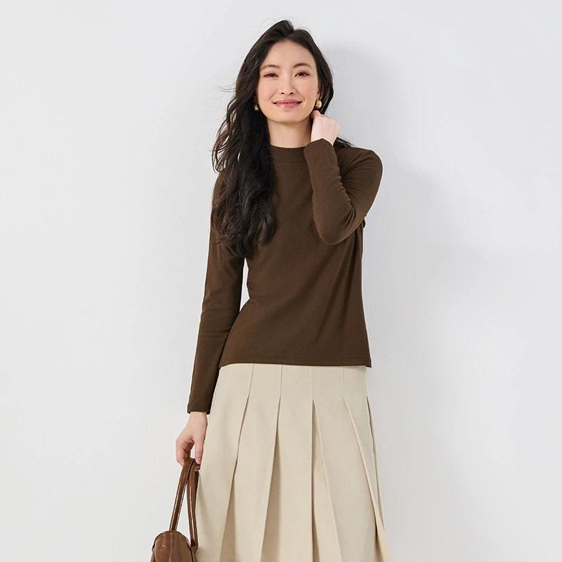 Women's Loose Solid Color Base Shirt For Autumn And Winter
