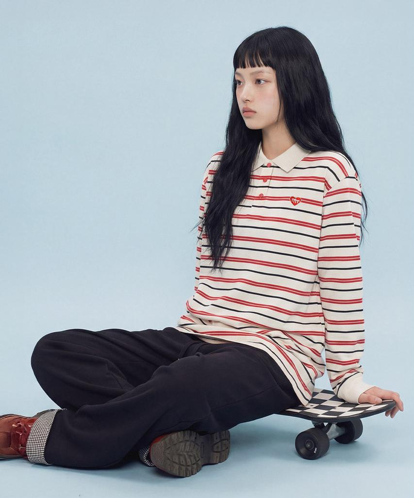 Maseumaluljeueopaeleol Multi Strip Collar Long Sleeve_Ivory