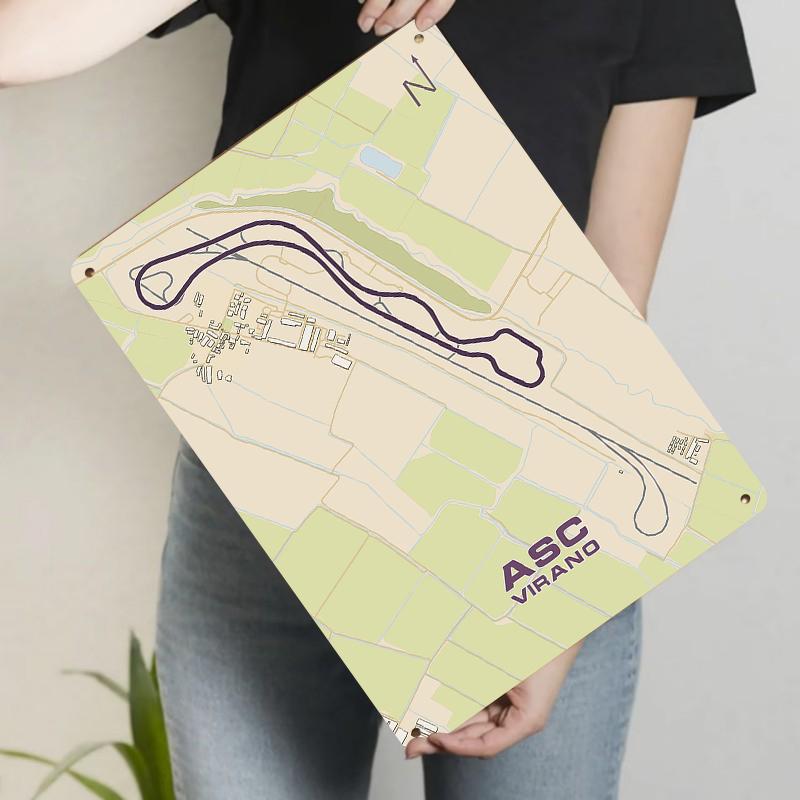 

ASC Virano Race Track Map Metal Tin Sign Home Decor Wall Art Racing Theme Souvenir 20x30cm（7.8x11.8inch）