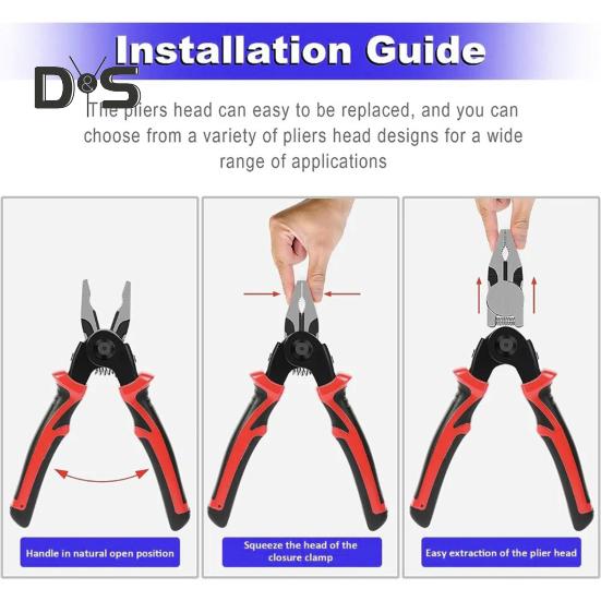 Allzweck-Werkzeugsatz, vielseitig, robust, multifunktional, Zangensatz mit ergonomischem Griff, austauschbares Handwerkzeug, Crimpzange