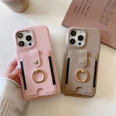 Cartera con Anillo de Cuero PU con Tarjetero Funda para Teléfono para IPhone 16 15 Plus Pro Max Cubierta a Prueba de Golpes