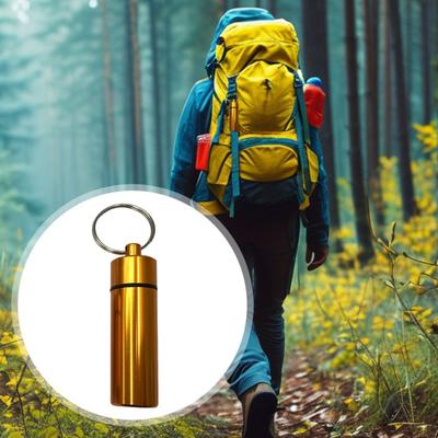 Keychain Pendant Waterproof Aluminum Alloy Pill Bottle Sealable Secret Container Outdoor Travel