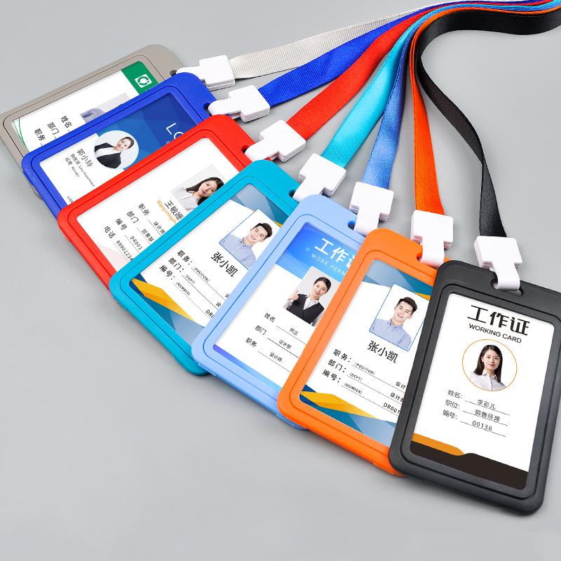 Plastic Double Sided Transparent Employees Work School Credential Badge Office Pass Id Card Holder Accessories Lanyard Decor