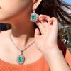 Designer Imitation Paraiba Micro-Inlaid Zircon Necklace Earrings Set Sea Blue Treasure Set Chain