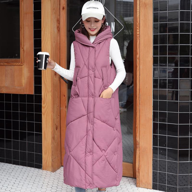 

Over-knee cotton vest women s loose autumn and winter new large size down cotton outer wear vest vest trendy coat XL
