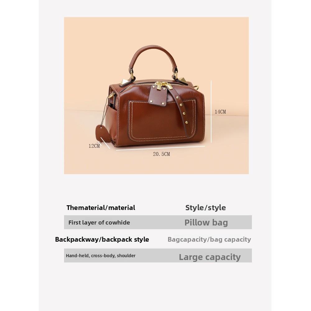 Trendy Fashion Versatile Commuter Messenger Bag Leather Niche Portable Pillow Bag