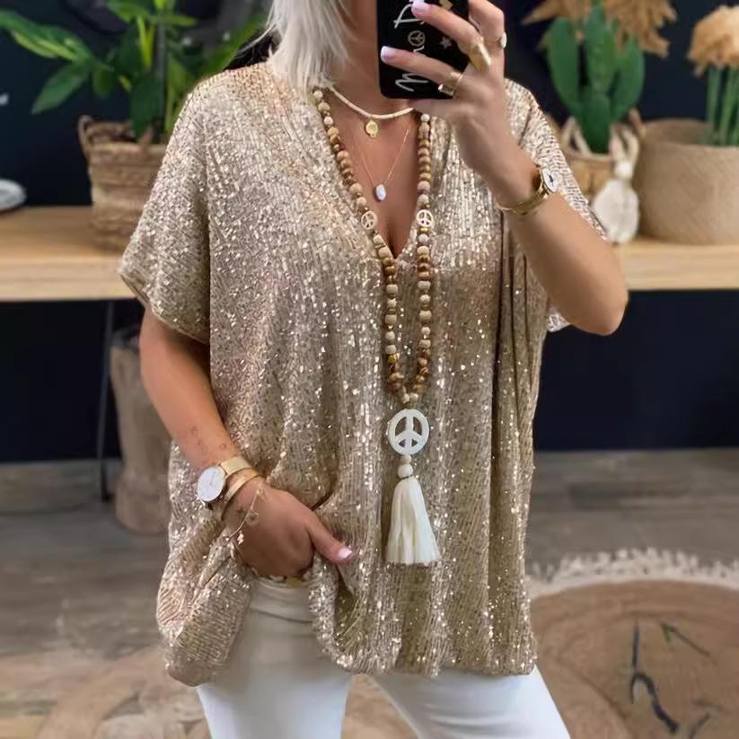 

Urban Casual Sequin Loose Fit Women s T-Shirt L розовый