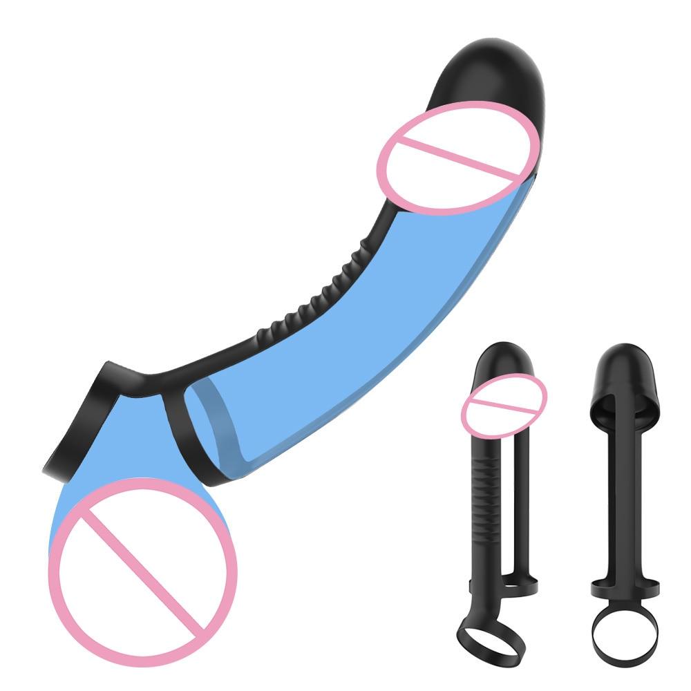 Silicone Penis Sleeve Delayed Ejaculation Extender Condom Sex Toys For Men Penis Enlargement Reusable Cock Ring