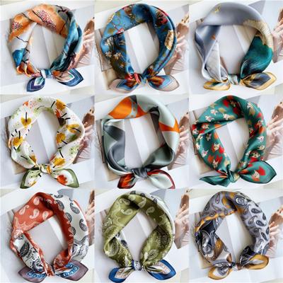53*53cm Square Silk Scarf Women's Fashion Printed Small Neck Scarf Office Women's Hair Belt Folar Handkerchief Women's Handkerchief Scarf