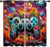 Gamepad Blackout Curta For Boys Girl Bedroom Decor,Game Gamer Colorful Tie Dye Controller Thermal Insulated Rod Pocket Drapes