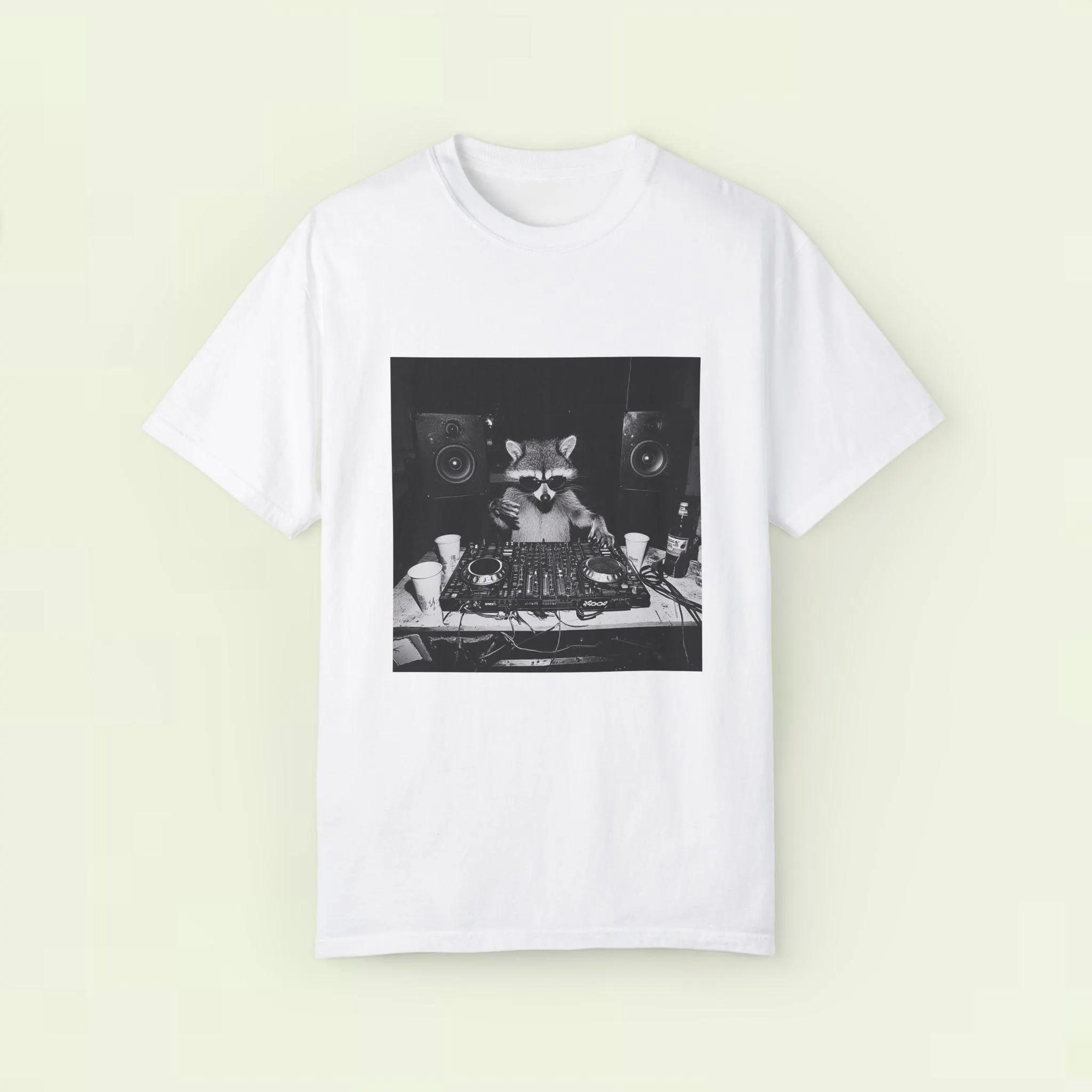 Animal DJ Shirt Funny DJ Shirt Raccoon Meme Raccoon Graphic Tee Dj Graphic Tee Funny Rave Tee Music Festival Tee House Party Tee S