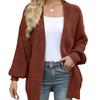 2024 Autumn/Winter New Amazon Foreign Trade Women's European & American Lantern Sleeve Cardigan Pocket Chunky Knitted Cross-border Sweater