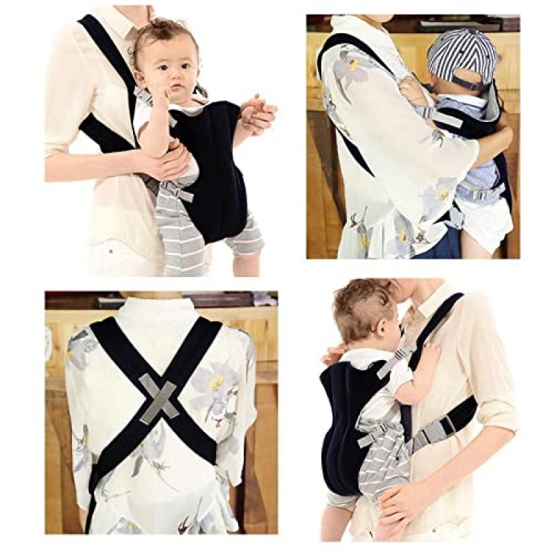 Xiuyer Baby Carrier, Adjustable & Breathable, Front & Back Carrier for Newborn to Toddler 3-10kg, Ergonomic Infant Sling (Black)