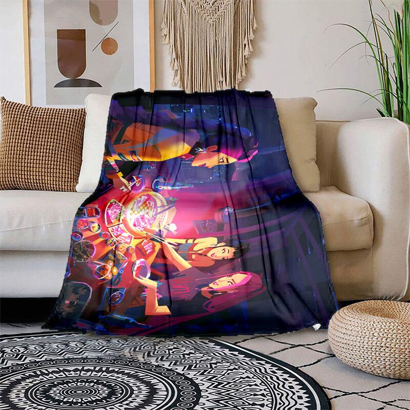 1pc Vivid Neon Dining ExperienceCartoon Blanket,Portable Throw for Travel , All-Season Cozy Blanket,Ideal Gift for Christmas, BirthdaysPB016 100x150cm