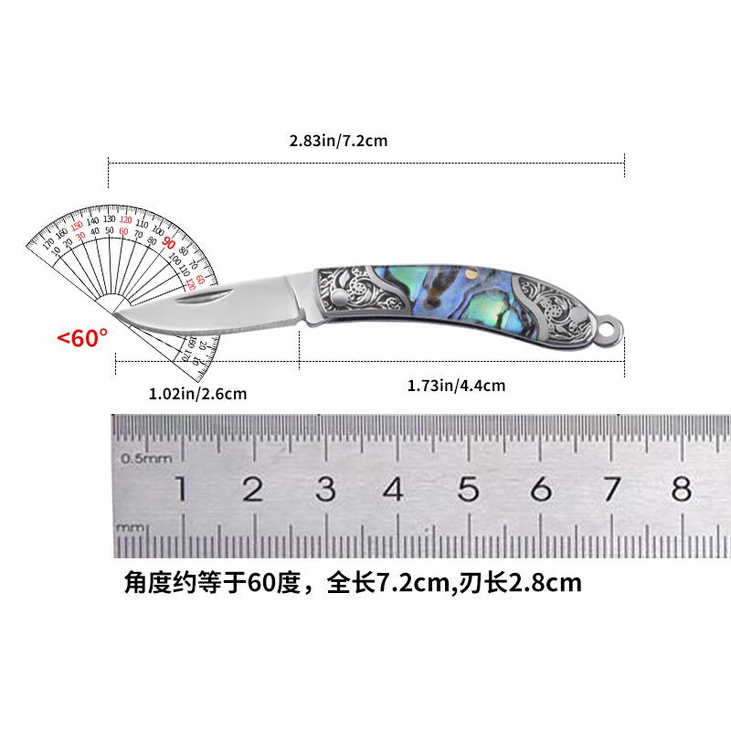 7.2cm Shell Brass Steel Folding Knife Pocket Keychain Portable Resin Steel Knives Survival EDC Tool Cutter Peeler Hunting Gift