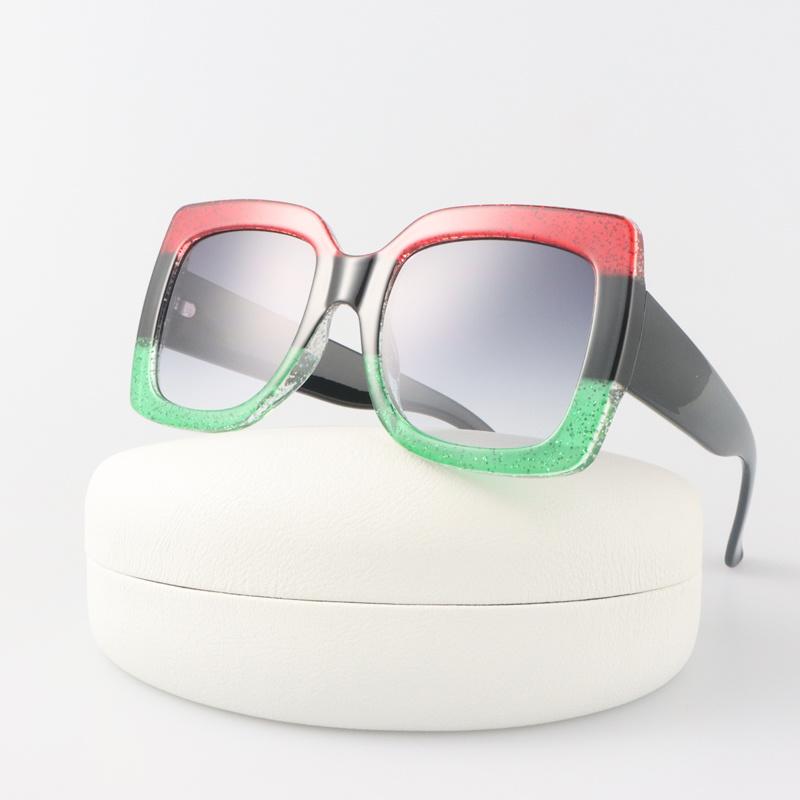 

Fashion Square Sunglasses Woman Vintage Brand Designer Oversized Sun Glasses Female Retro Gradient Redgreen Oculos De Sol No box