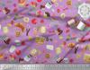 Soimoi Japan Crepe Satin Fabric Fruits,Bread & Donut Food Decor Fabric Printed metre 42 Inch