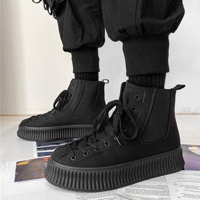 Mode Herren High-Top Vulkanisierte Schuhe Schwarze verschleißfeste Chelsea Boots Hombre Heighten Leder Sneakers Frühling Herbst Trend Schuhe
