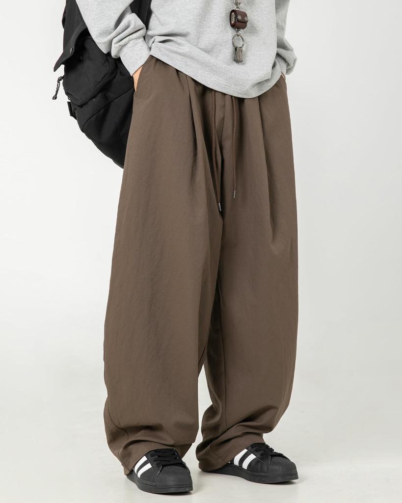 Kayiyasu Spring Sarouel Plus Sizes Solid Adjustable Loose Comfortable for and Winter Size Men's Wide-Leg Pants, Slacks, Straight-leg Pants, M-3XL,