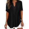 JPNTKY Women's Fashion Casual Solid Color Print V-Neck Short Sleeve Blouses & Shirts