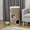 3-Tier Cat House with Sisal and Plush Scratching Post, Ø38x70cm, Brown