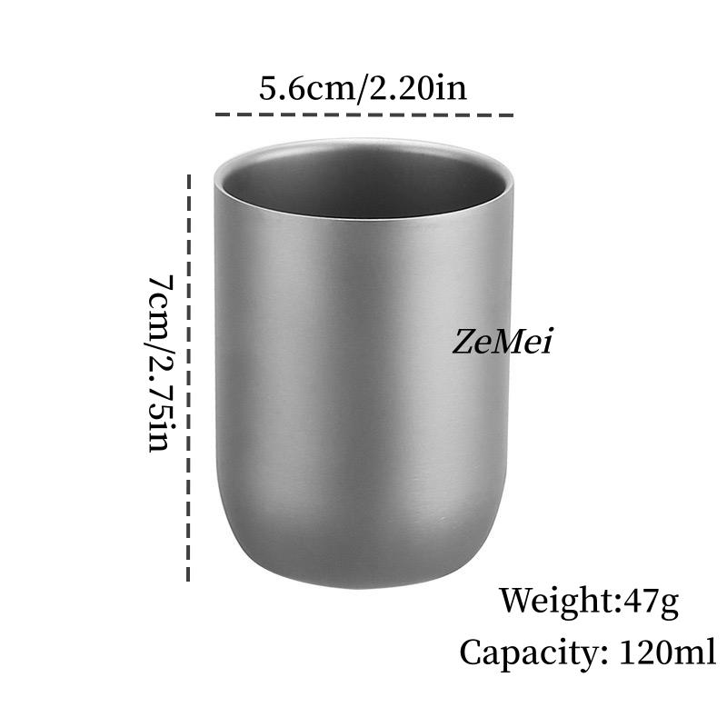 Pure Titanium Double-layer Coffee Mug ,240 ml Home Breakfast Cups, Gray Cold Drink Portable Beer Cup Outdoor Camping Travel Mug