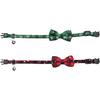 2 Pack/Set Christmas Cat Collar Breakaway with Cute Bow Tie and Bell for Kitty Adjustable Safety Plaid