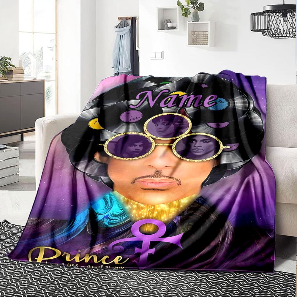 Custom Name Prince Theme Printed Blanket - Perfect for Couch, Bed, Travel & Outdoor Use | Machine Washable, Cozy & Durable.