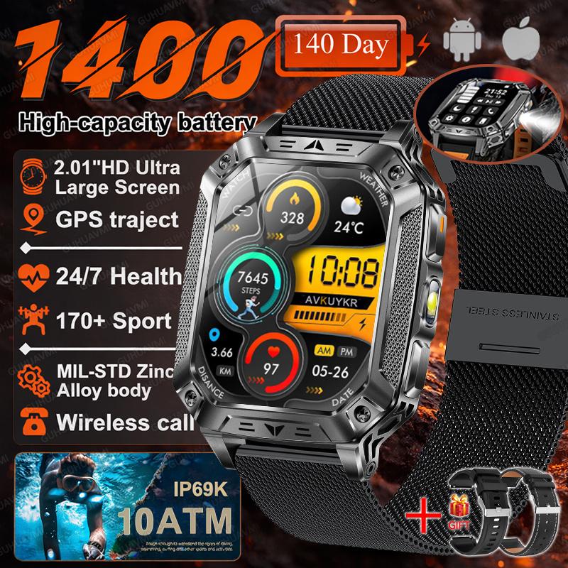 New 1400mAh Battery Smart Watch GPS Path Bluetooth Call 10ATM Waterproof Swim Sport Run Hiking Outdoors Military Smartwatch
