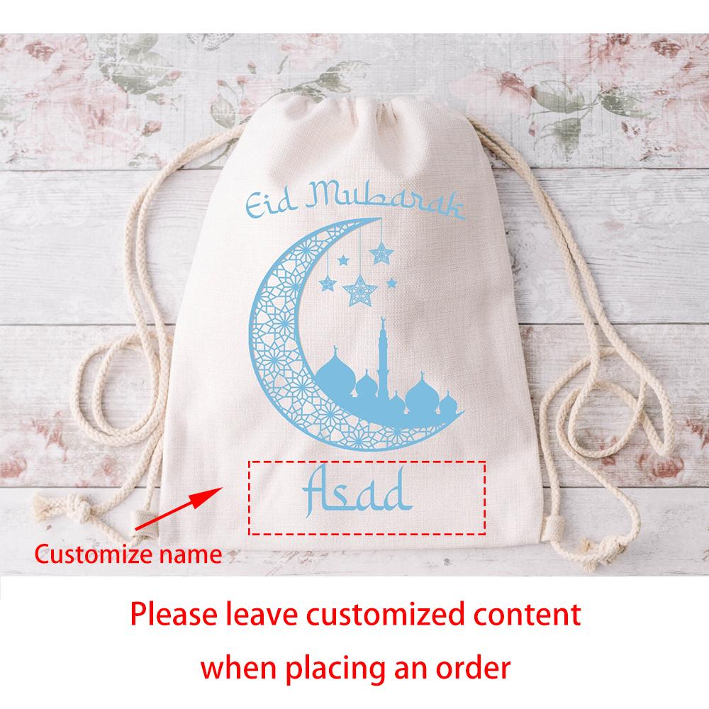 Personalised Girls Boys Prayer Mat Rug Bag Kids Eid Mubarak Madrasa Drawstring Backpack Islamic Ramadan Muslim Gift Baby Shower