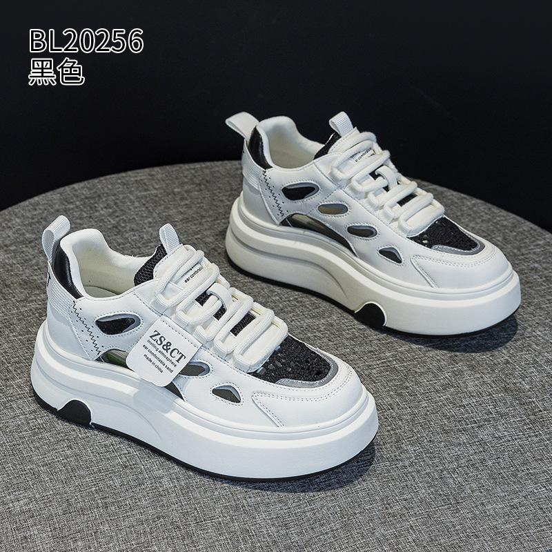 

Leather breathable summer new hollow mesh muffin thick sole comfortable casual board shoes 34