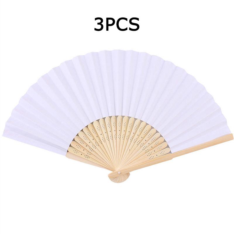 

WTEMPO Однотонный бумажный ручной веер, складной бумажный веер для свадьбы и дня рождения, декор для фотостены, реквизит для самостоятельного граффити, чистый бумажный веер 3pcs белый