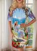 Fashion 3D Print Summer Dress Loose Casual Short Sleeve O-Neck Mini Dress