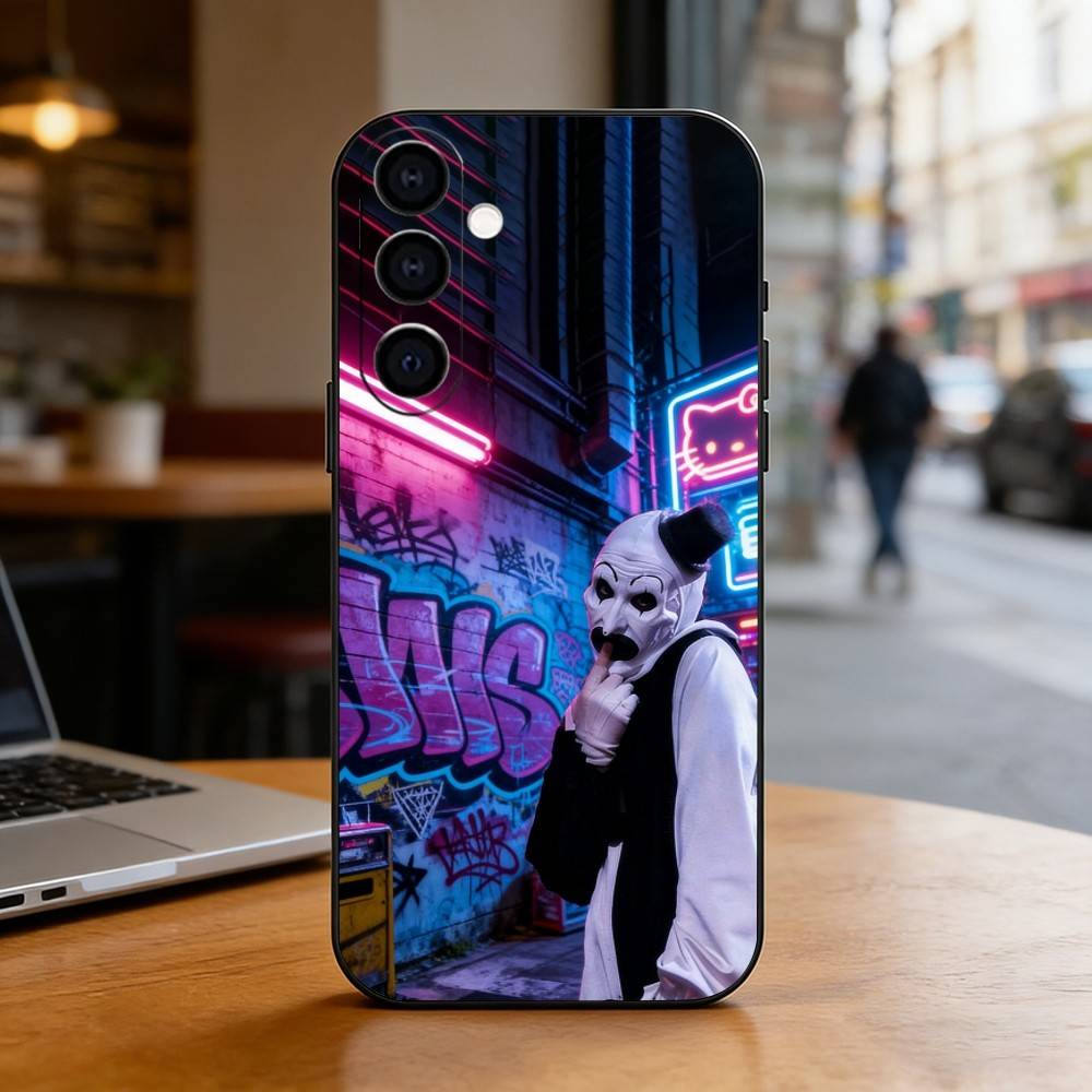 Horror Art the Clown Funny Phone Case For Samsung Galaxy A73,A72,A71,A70,A53,A52,A51,Others Soft Black Cover