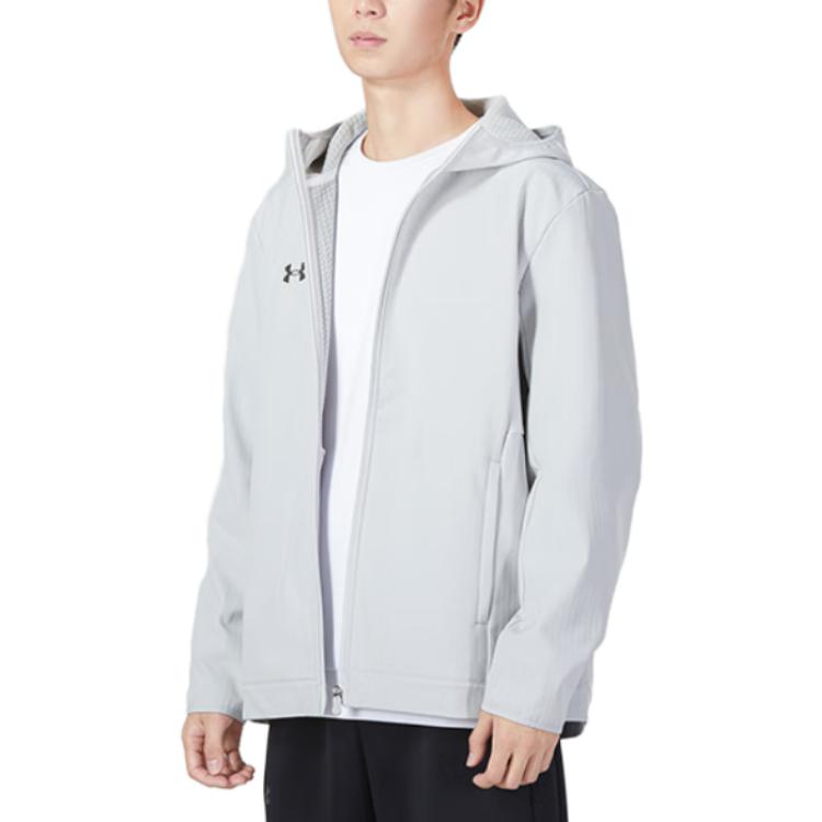 Under Armour Effen Kleur Briefopdruk Rits Hoodie Heren jassen Lichtgrijs 22600401-009